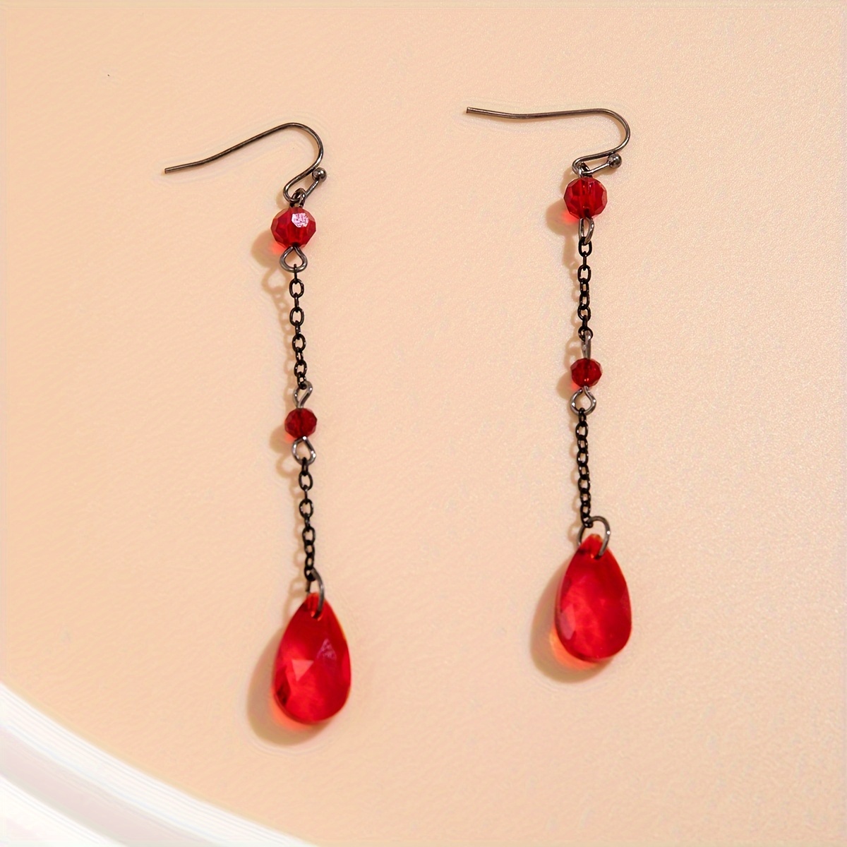 Gothic Style Crystal Water Drop Earrings for Halloween Party