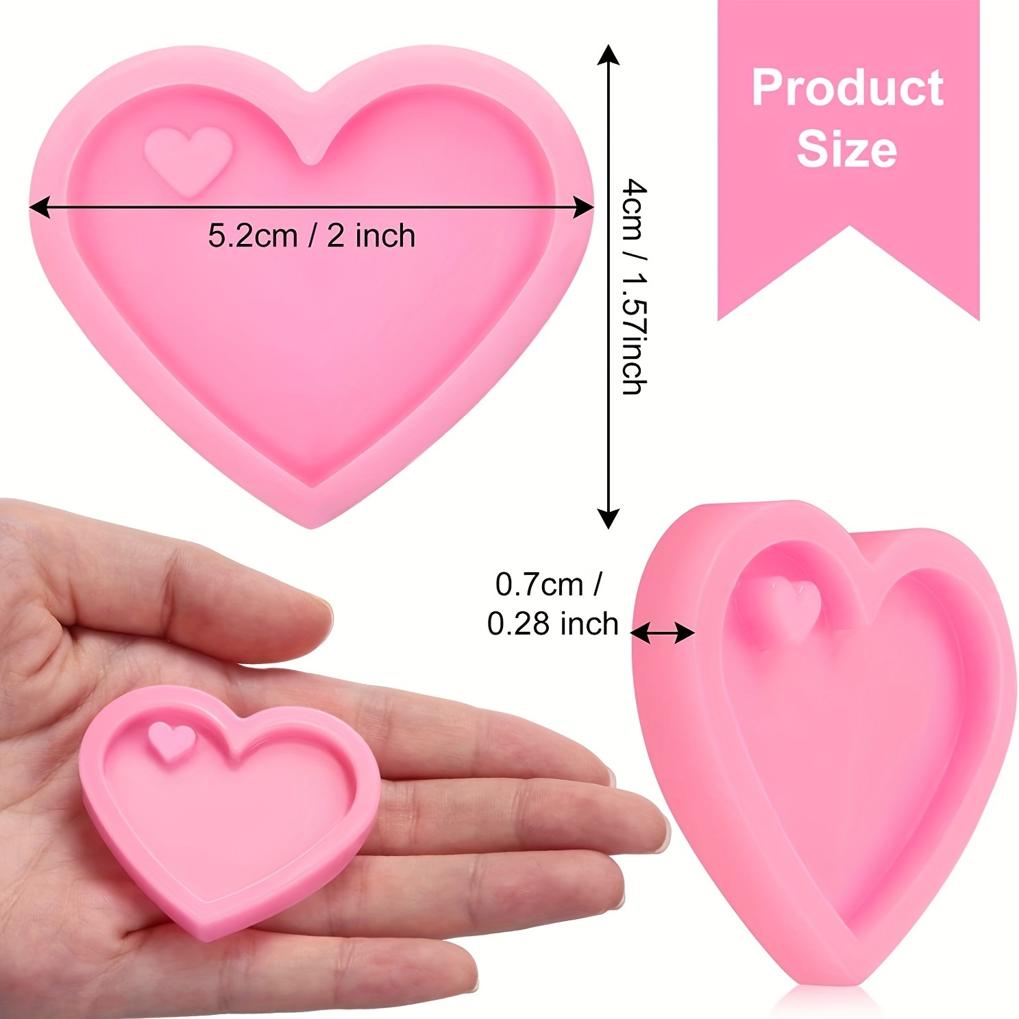 Heart Shape Resin Casting Silicone Mold Keychain Pendant Jewelry