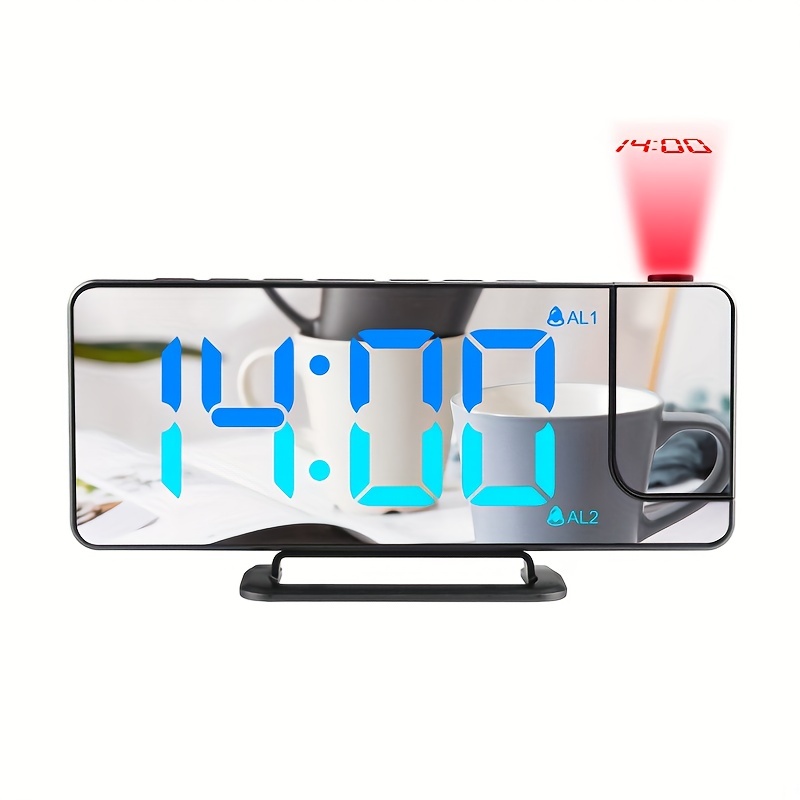 1pc Reloj Alarma Proyección U-pick Dormitorios, Reloj Digital Colorido Rgb  7,3 Superficie Espejo, Pantalla 11 Modos Color, Proyector 180° En Techo,  Cargador Usb, Reloj Escritorio Led Moderno Dormitorio Adolescentes