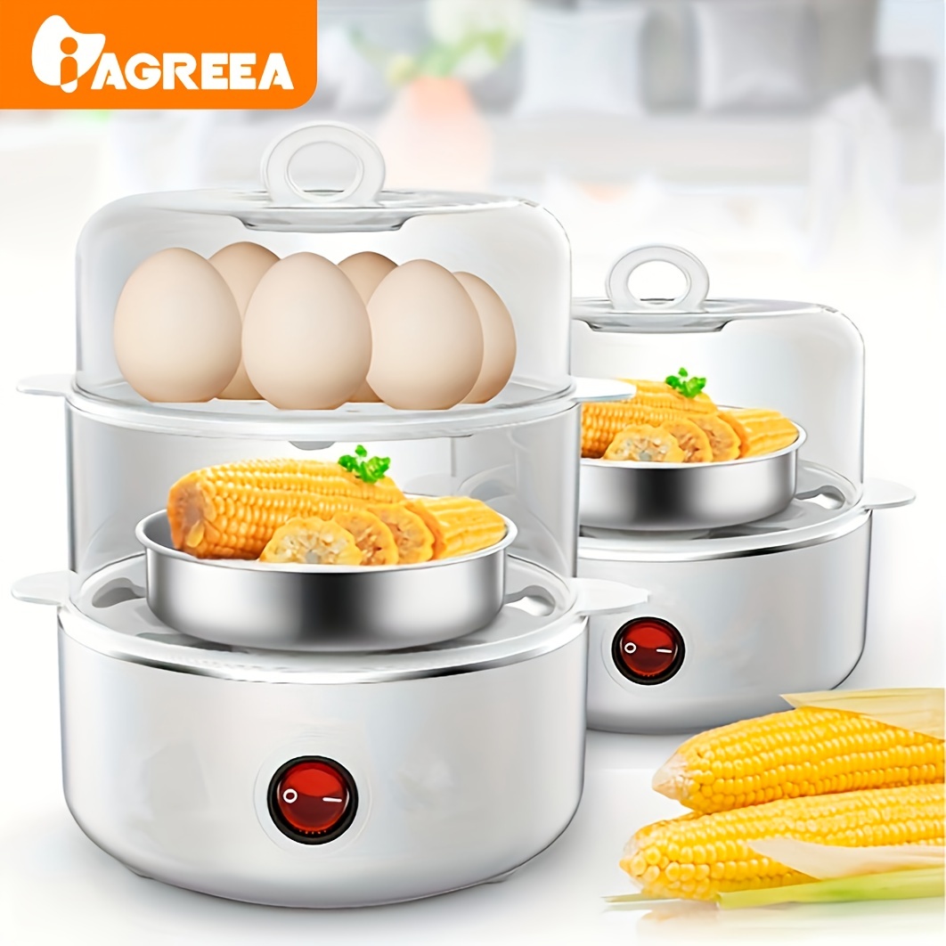 Aqwzh Rapid Egg Cooker Electric for Hard Boiled, Poached, Scrambled Eggs,  Omelets, Steamed Vegetables, Seafood, Dumplings, 7 capacity, with Auto Shut