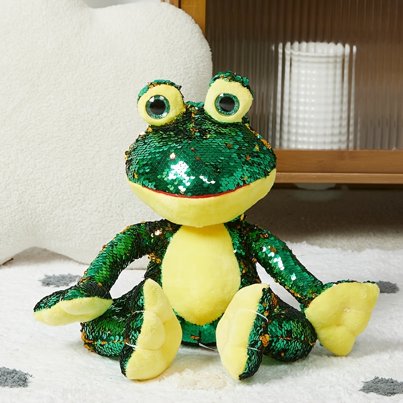 Sequin Frog Lifelike Stuffed Toy Stuffed Animals Change - Temu
