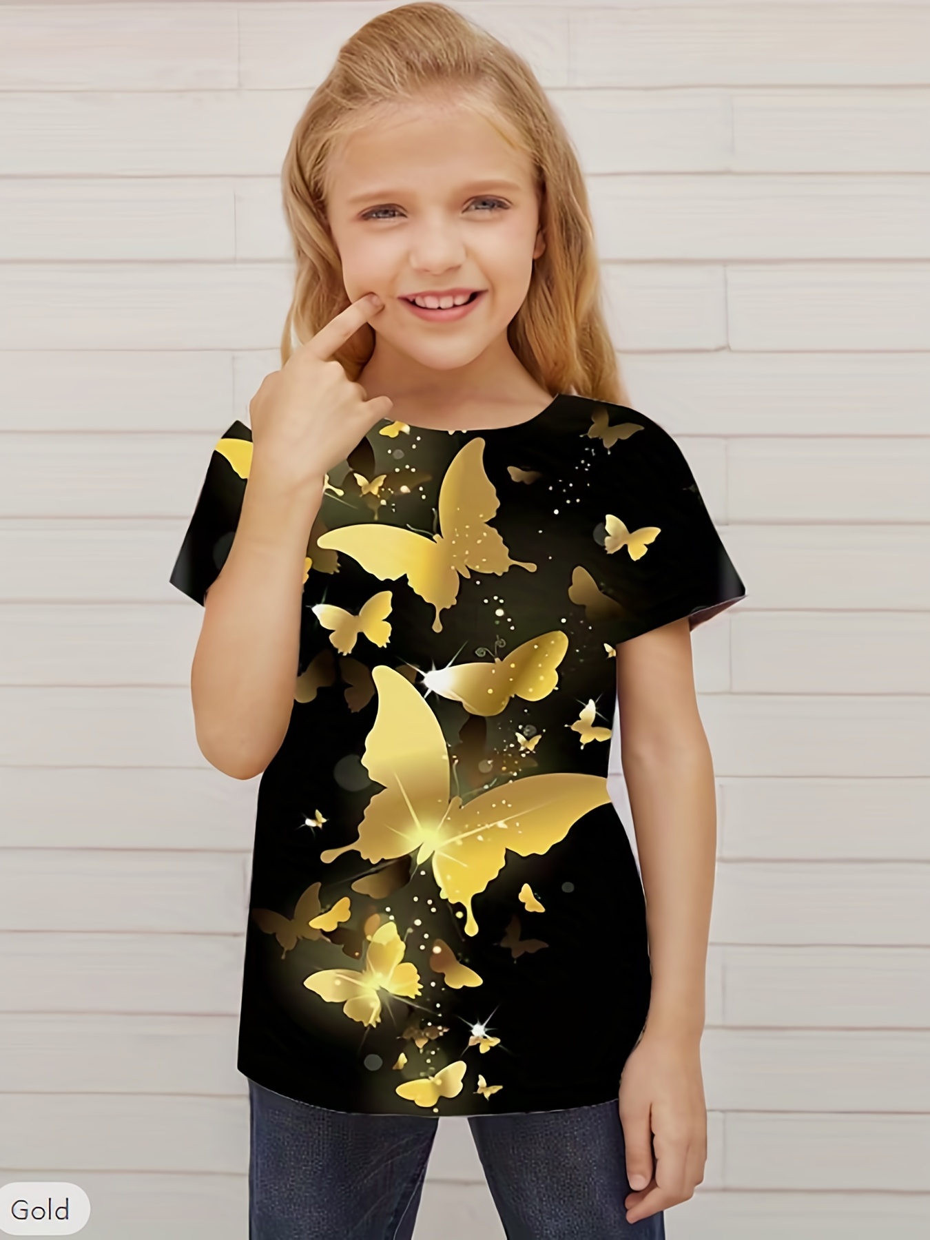 Camiseta Niña Estampado Mariposas En 3d Verano Ropa Niños - Temu Chile