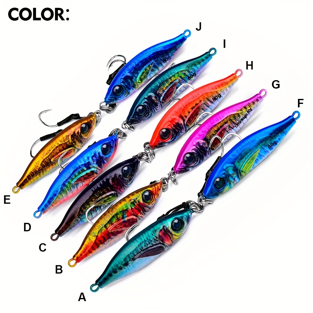 LKL 10pcs Jigging Fishing Lures Long-Throw Casting Trolling Fish Bait Metal  Jig Bass Bionic Fishing Lure Saltwater Freshwater Fishing Baits (Color 