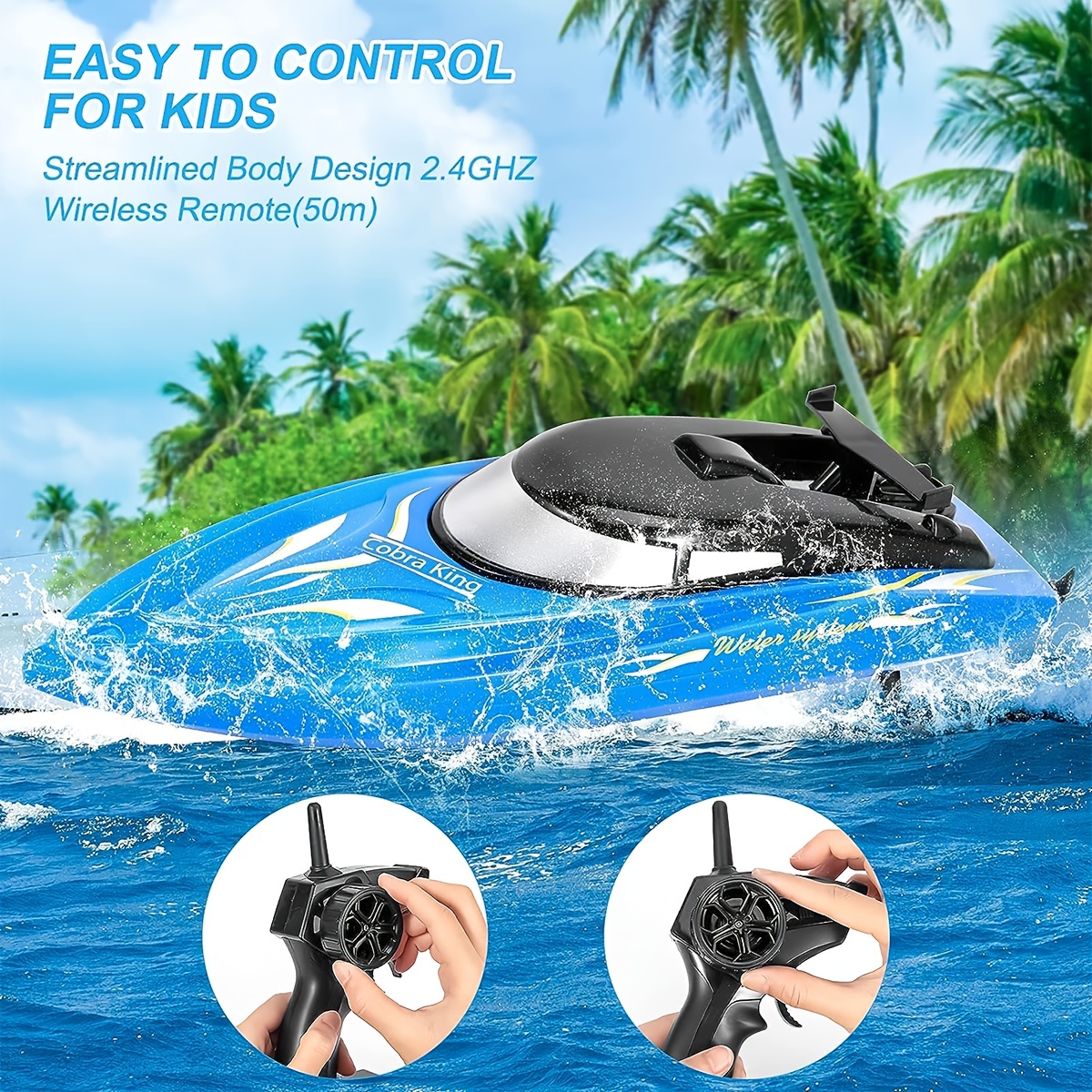 2.4 Ghz High Speed Rc Boats For Kids Adults Rechargeable - Temu