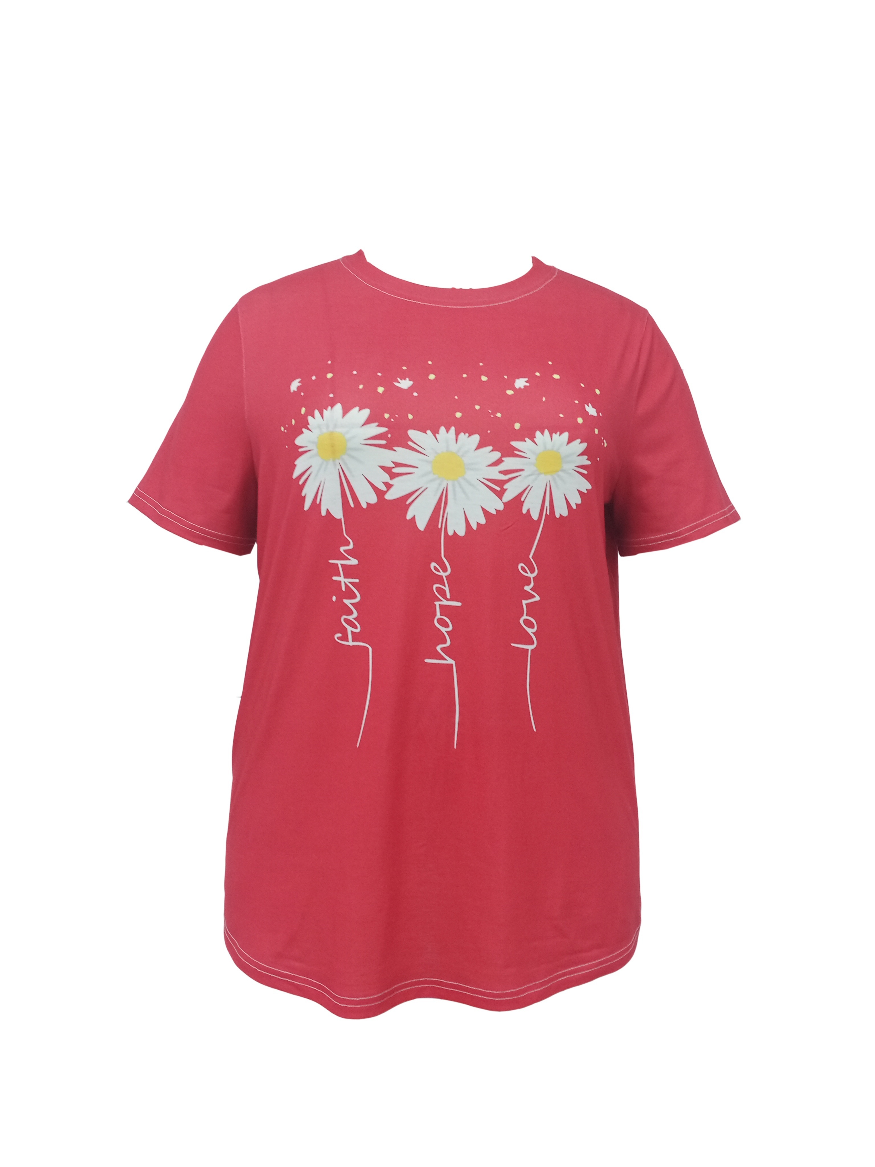 Plus Size Casual T shirt Women's Plus Daisy Letter Print - Temu