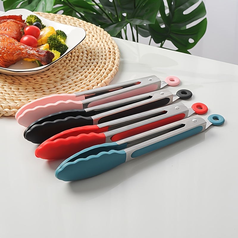 Kitchen Tongs With Silicone Tips Stainless Steel Bbq Cooking - Temu