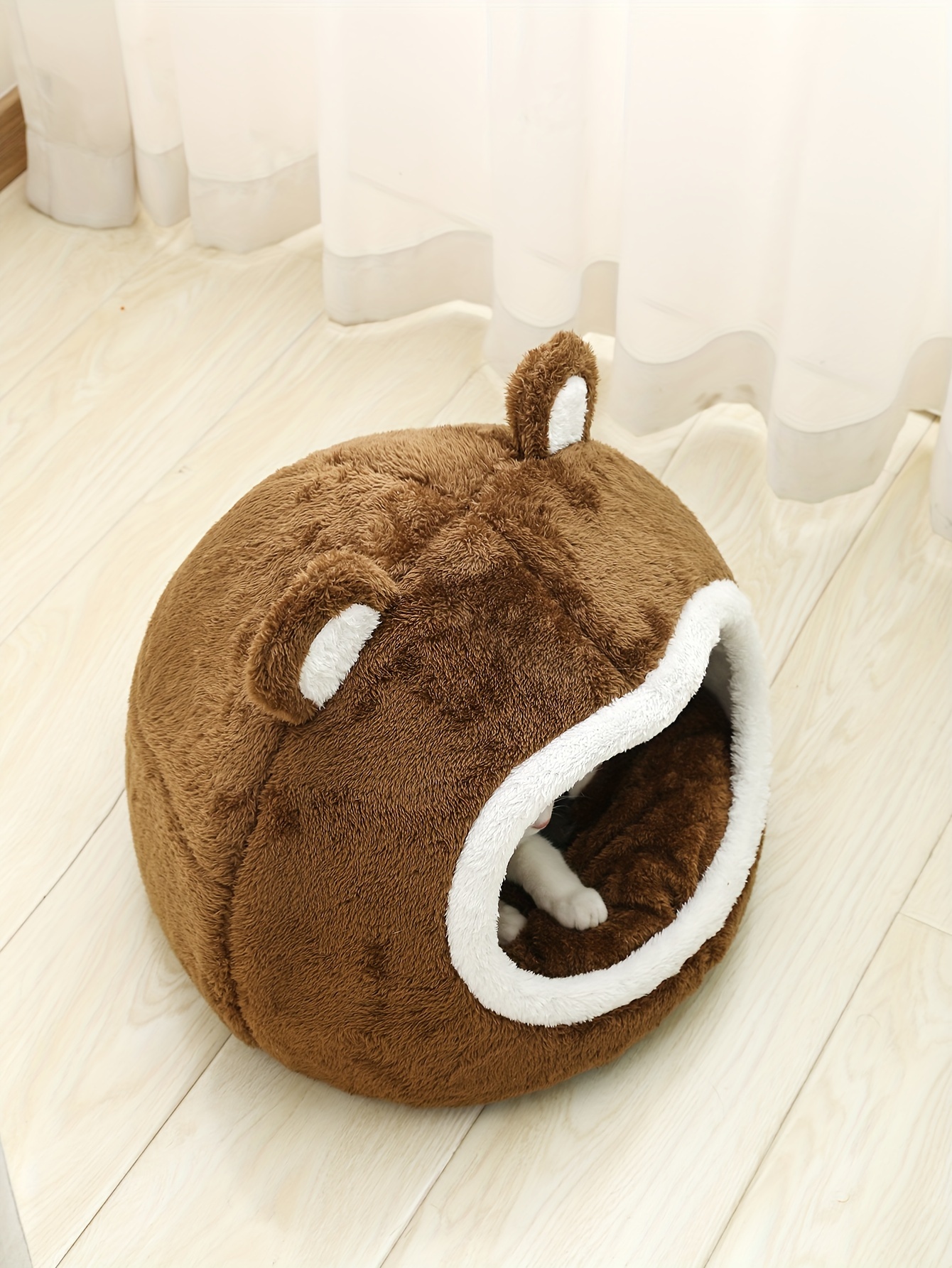 Cute Cat Bed Warm Pet Basket Cozy Cat House Kitten Lounger Temu