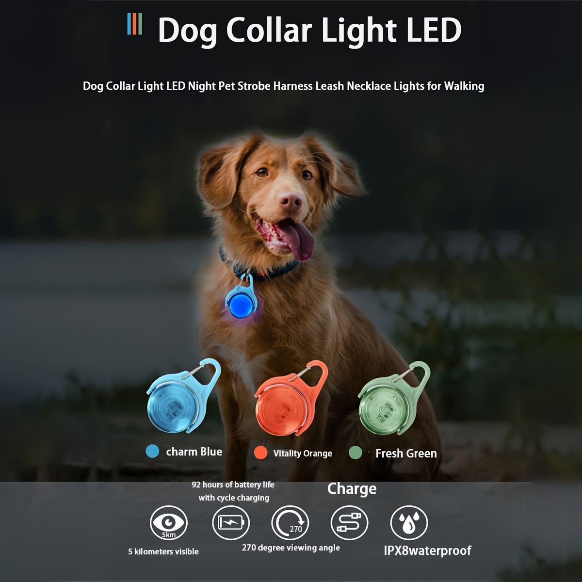 Luz de Collar LED Luces USB para Caminar de Noche con 3 Modos de