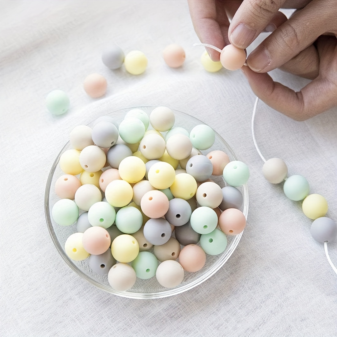 Round Silicone Beads Colorful Silicone Loose Beads For Diy - Temu