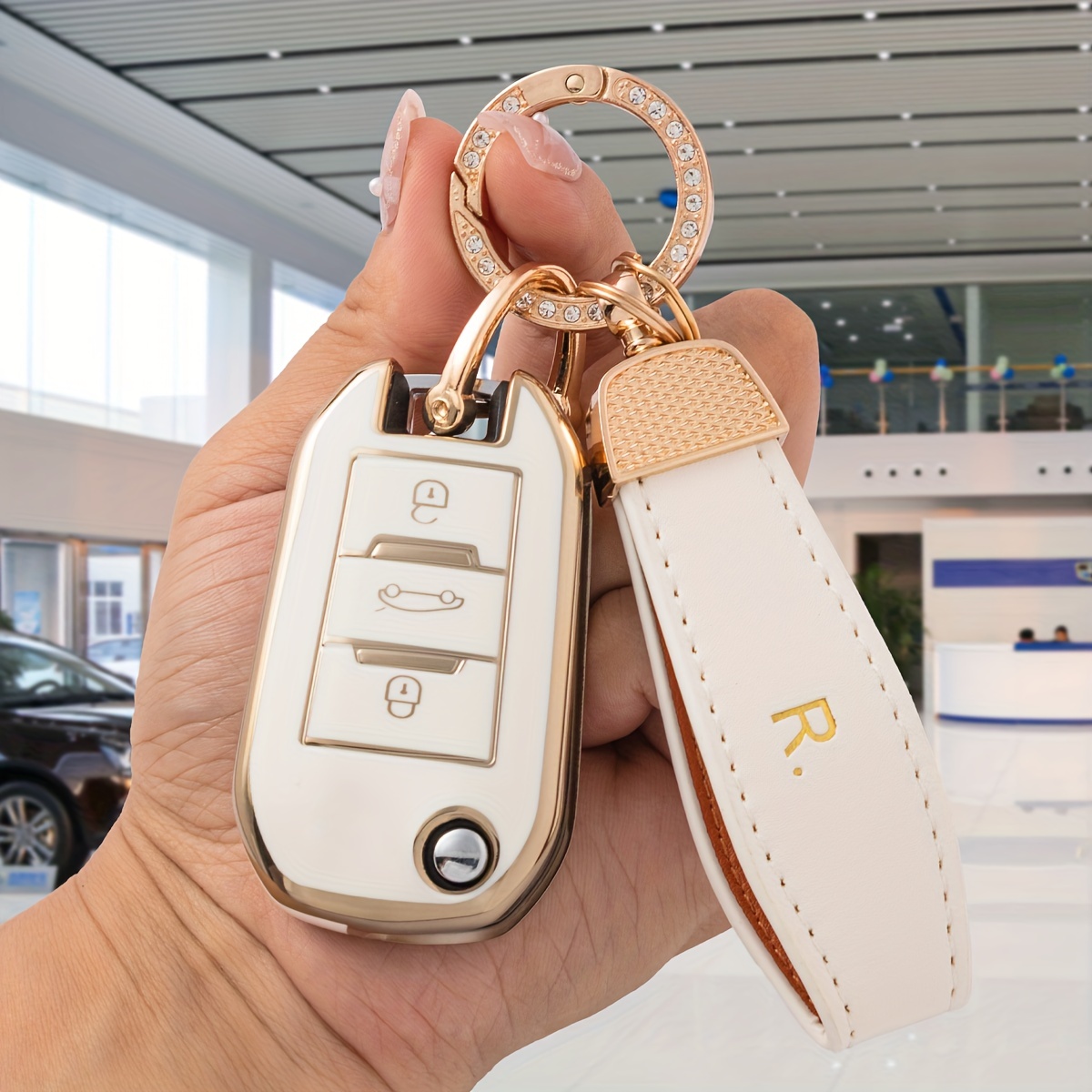 3pcs/set Tpu Soft Gel Car Key Case + Woven Keychain With