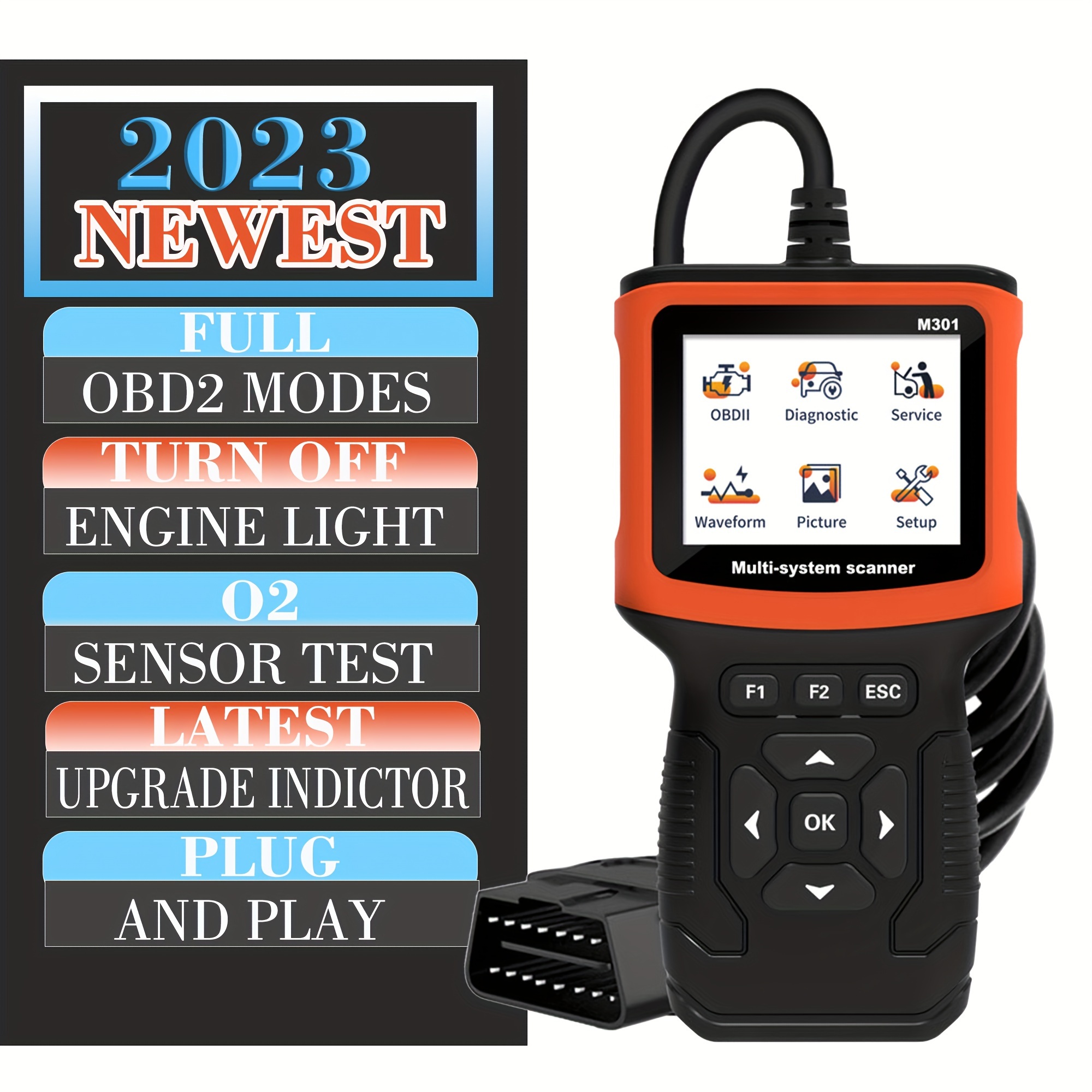 OBD2 Scanner Engine Code Reader OBD Car Diagnostics Tool Multilingual Free  Update ODB2 Automotive Scanner