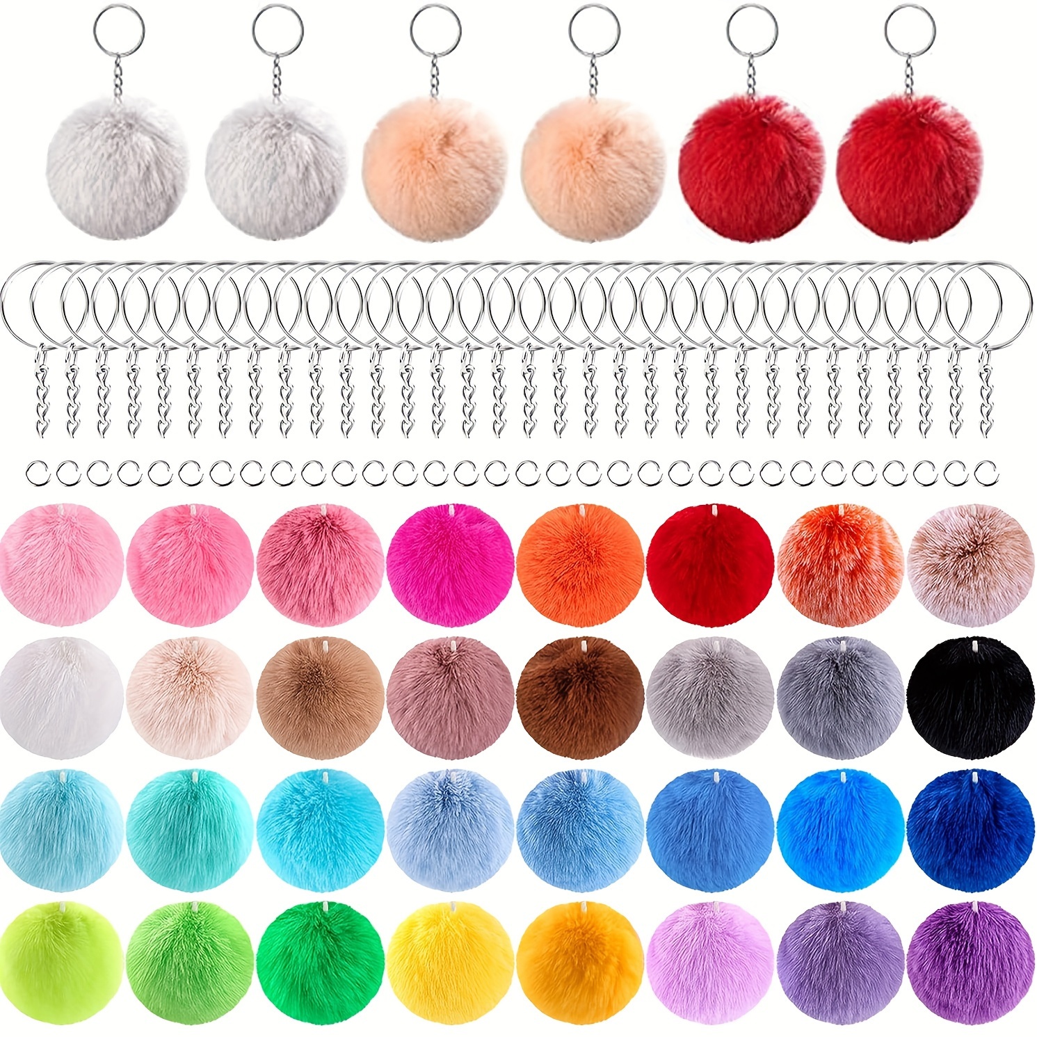 wholesale Solid Color Fur Pom Pom Key Chain