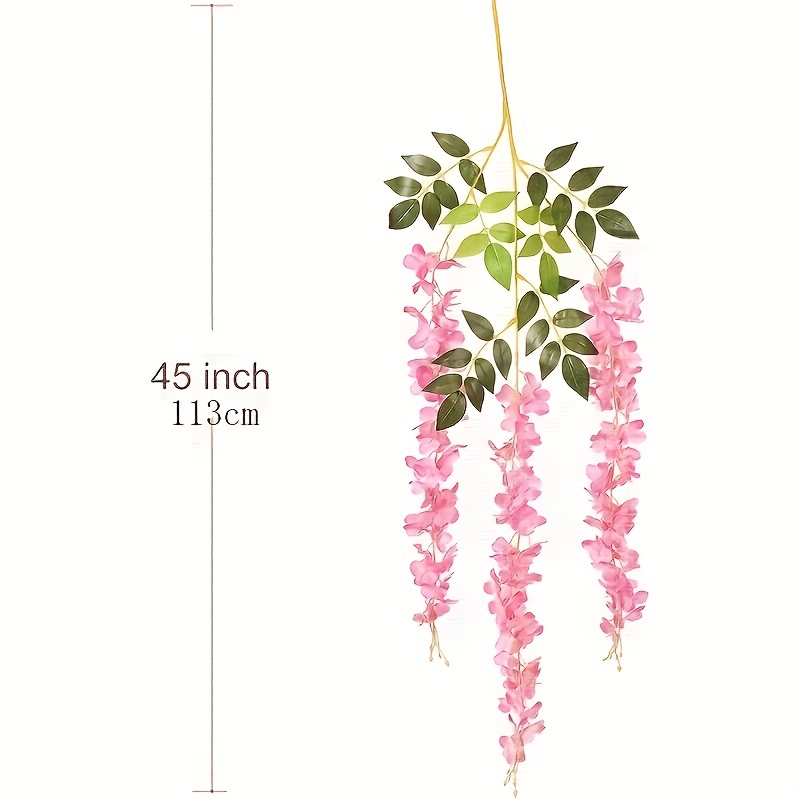 Springs Artificial Wisteria Hanging Flowers Simulation Thickened Fake Vine  Plants Garland Outdoor Wall Decor for Home Garden Party Wedding Bedroom