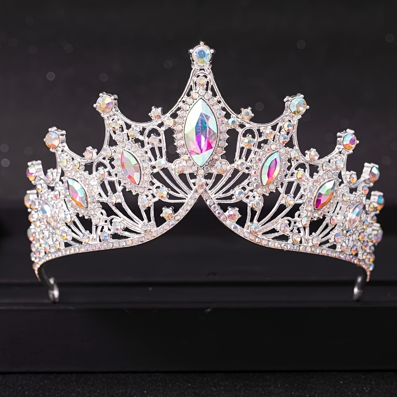 Luxus Strass Diadem, mit Kämmchen, Perlen, Silber, Hochzeit, Karneval,  Haarschmuck 