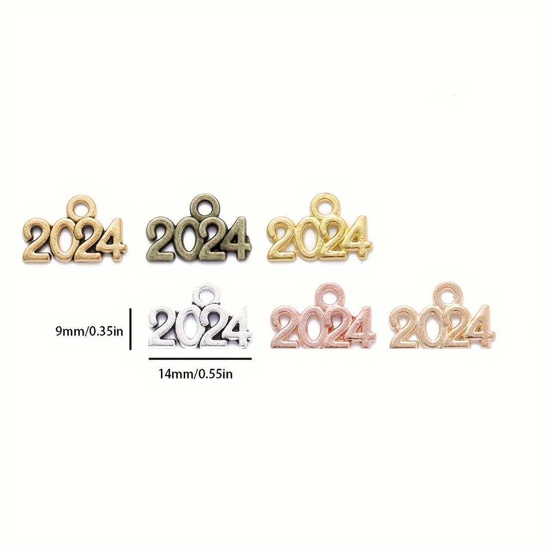 60pcs 2024 Year For Jewelry Making Charms, Alloy 2024 Figures Number Charm  Pendant For Keychain Necklace Bracelet Jewelry Making Craft