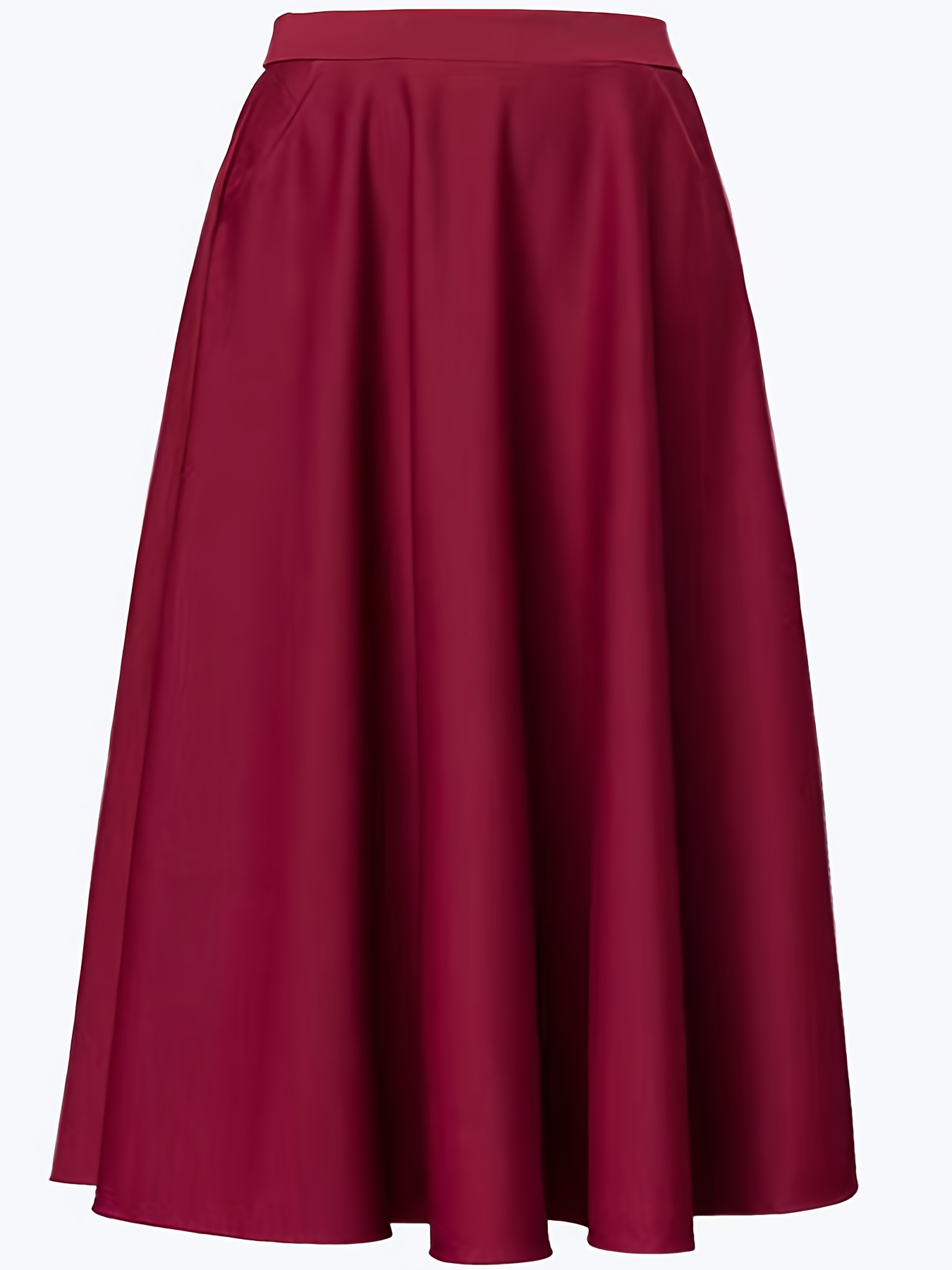 Solid High Waist Swing Skirt Elegant Draped Maxi Skirt - Temu