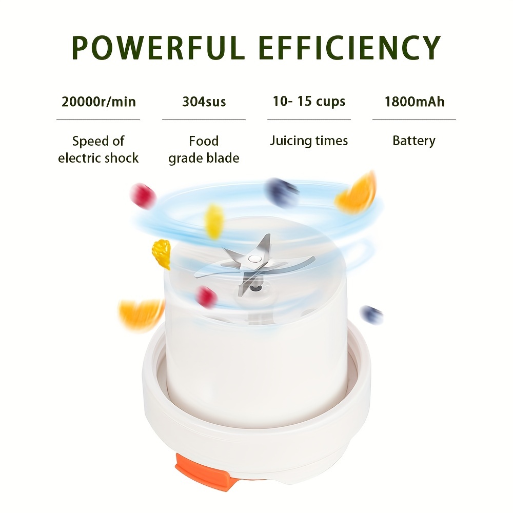 1pc Rechargeable 370ml Portable Juicer Blender Cup With 10 Blades
