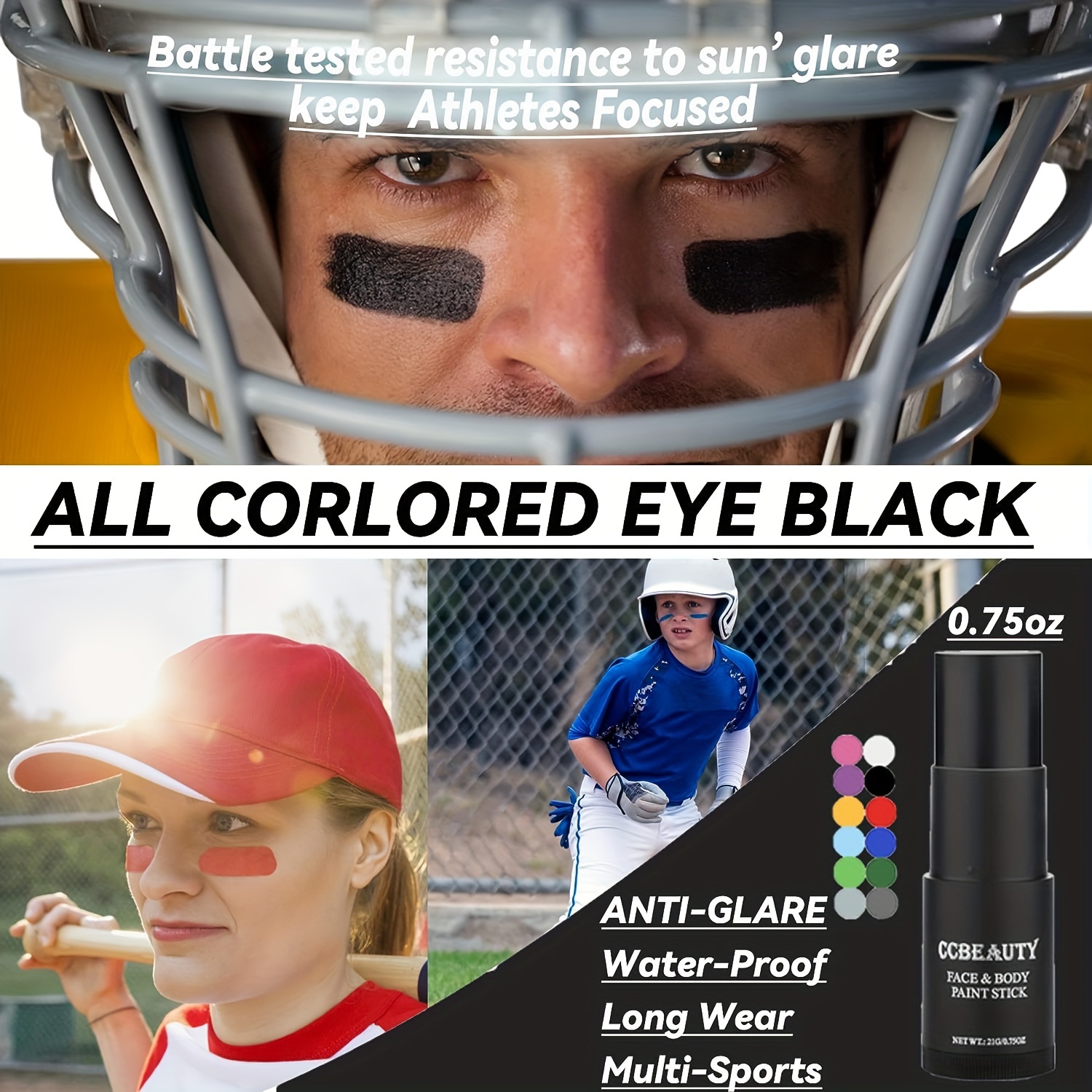 Eye Black Stick Face Paint Kit Cream Blendable Stick
