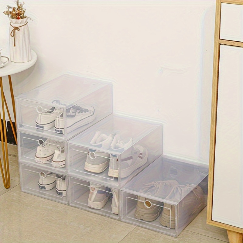 Gabinete de zapatos transparente fácil de mini cajones para escritorio,  contenedores de plástico transparente, cajas de zapatos de plástico con  tapas