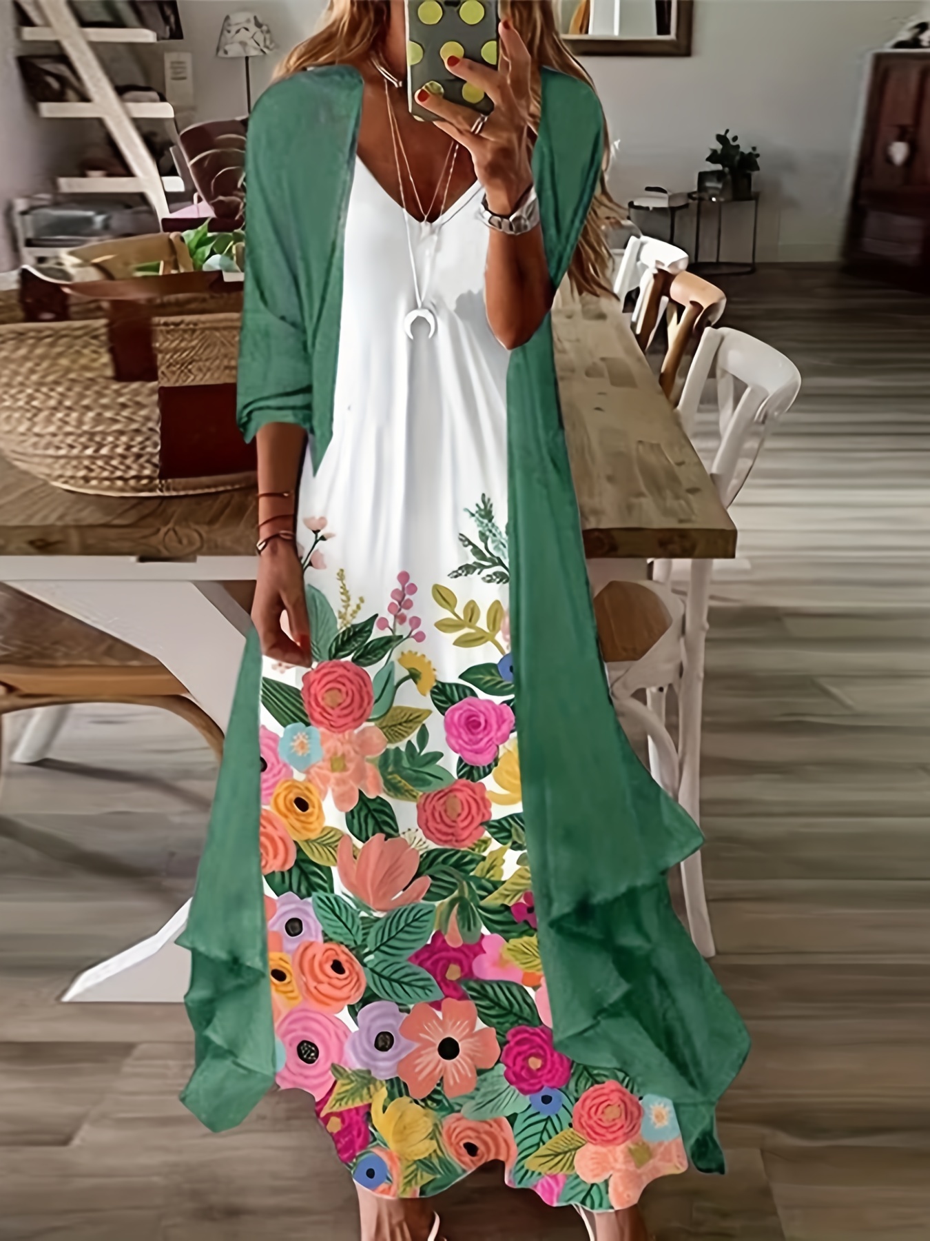 Conjunto Vestido Piezas Estampado Floral Juego Blusa - Temu