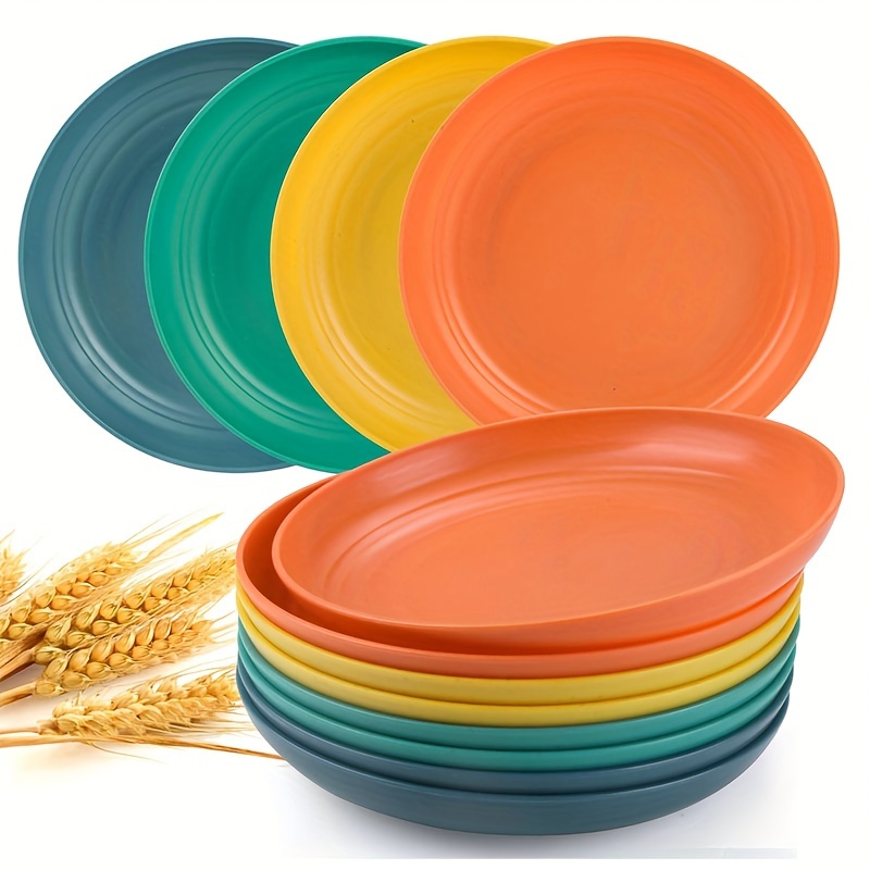 HTAIGUO Ensembles de vaisselle en paille de blé pour 4 (assiettes, bols et  tasses réutilisables) - Plats de camping légers et incassables pour enfants  adultes - Passe au lave-vaisselle et au micro-ondes