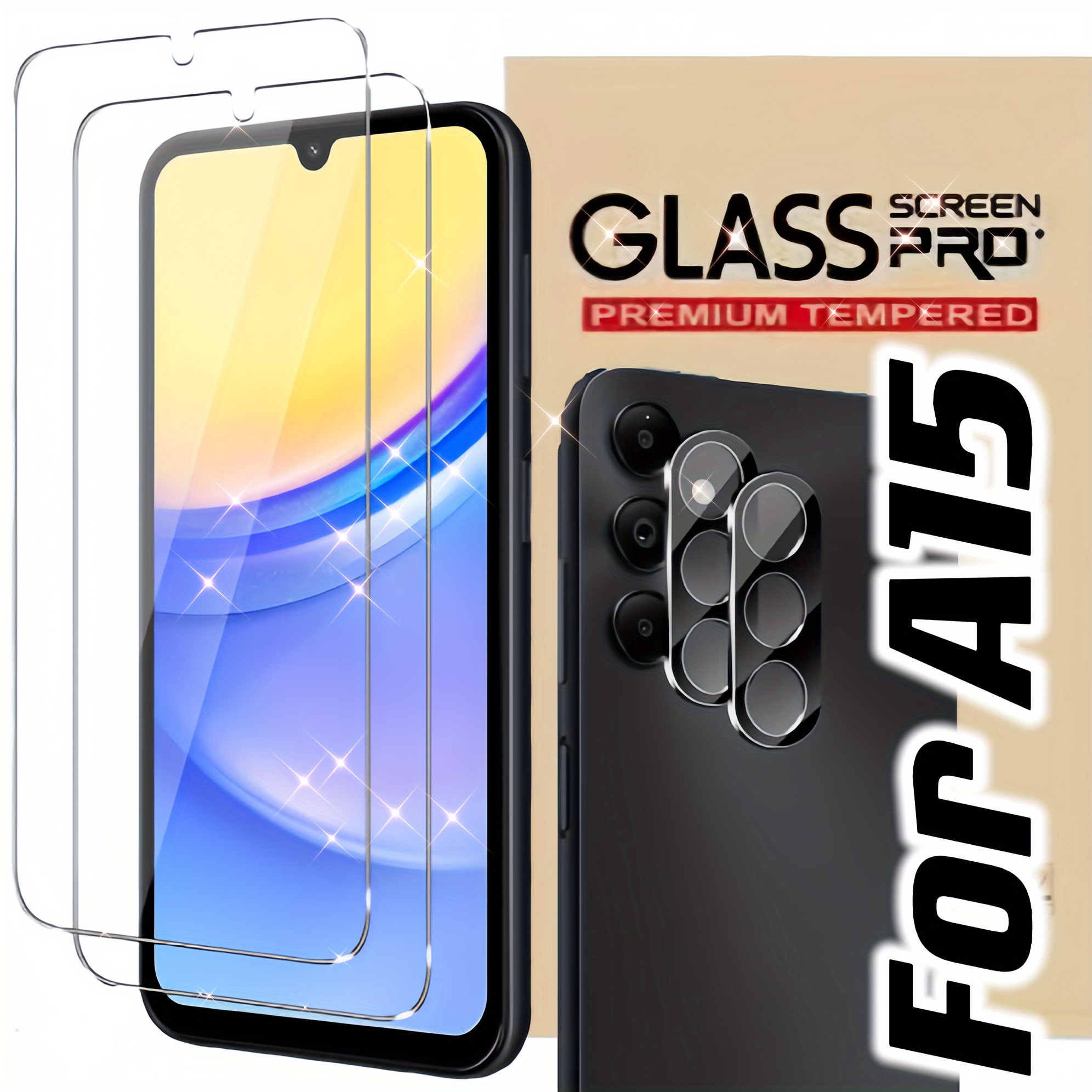 

2+2 Packs For Samsung Galaxy A15 5g Screen Protector With Camera Lens Protector, Full Coverage 9h Tempered Glass Film, Hd Clear Scratch Resistant, Bubble-free For Galaxy A15 Screen Protector