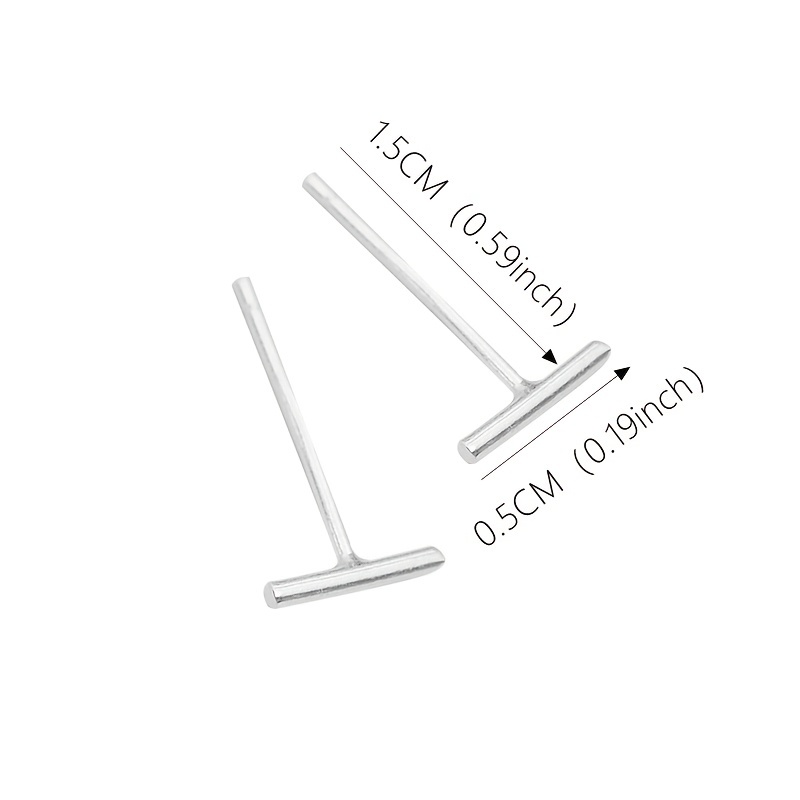 Silvery Vertical Bar Stud Earrings, Funky Men's Accessories