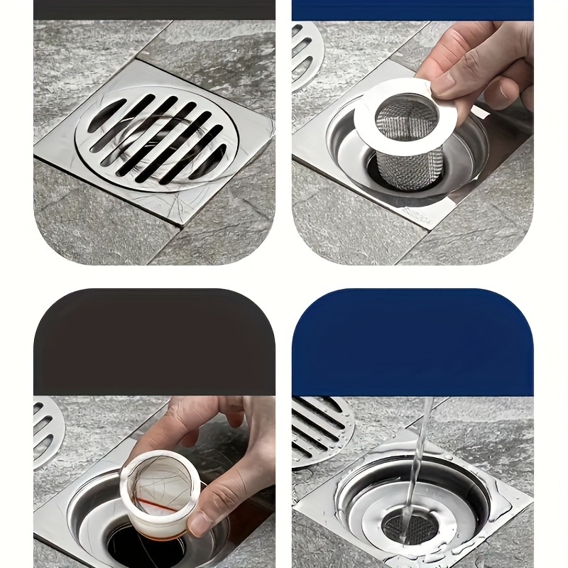 1pc Filtre à mailles fines en acier inoxydable pour drain de sol, 8,0 cm ×  5,51 cm, passoire de vidange de lavabo de salle de bain, filtre de panier
