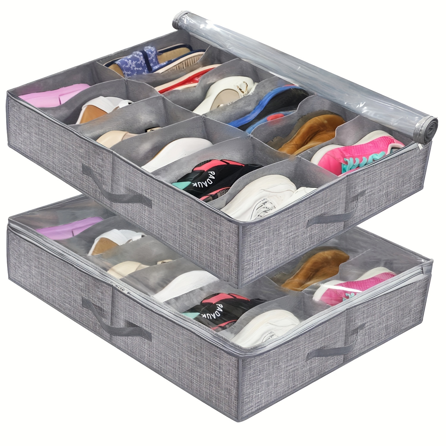 2Pcs 12 Pairs Under Bed Shoe Storage Organizer Holder Closet Box