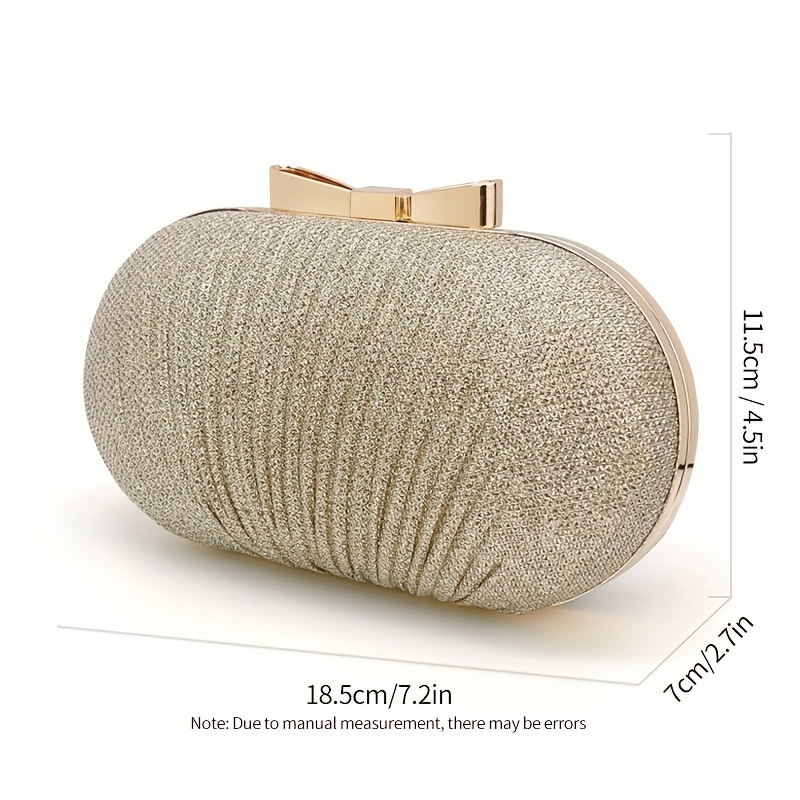 Glitter Bow Knot Clutch Bag Metal Chain Handbag