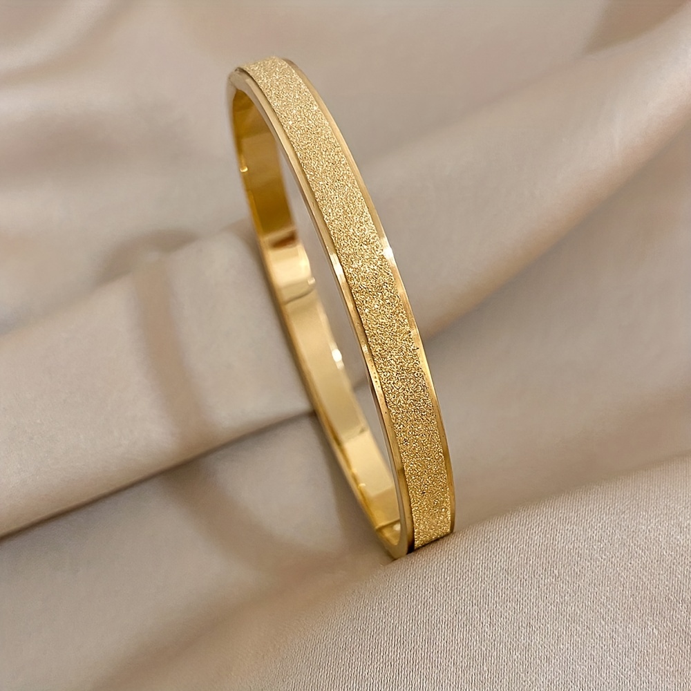 TEMU Matte Stainless Steel Bracelet Bangle, For Women Men Fashion Waterproof Cuff Bracelets Jewelry- Jewelry Gift