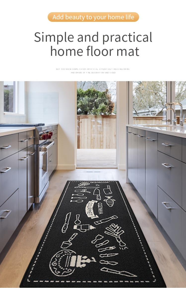 Leather Thick Kitchen Floor Rugs Non-Slip Oil-Proof Waterproof  Dirt-Resistant Foot Mat Leather Washable Wipeable PVC Carpet