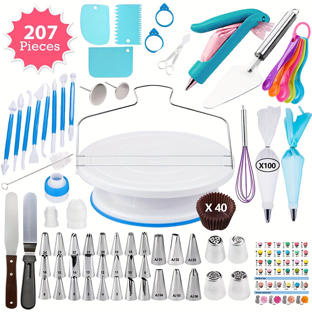 Manual Airbrush for Cakes, Glitter Decorating Tools Cake Decorating Kit,DIY  Baking Tools with 3 Pack Plastic Cake Scraper Set for Kitchen Decorating
