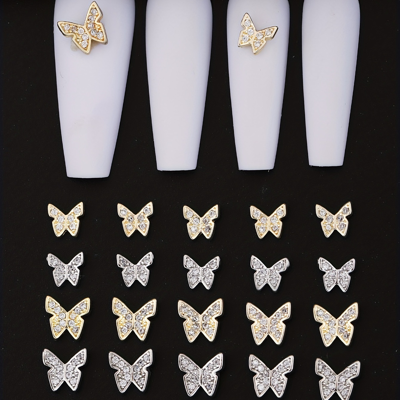 66 Pcs Butterfly Nail Art Charms Nail Gem Bow Nail Art Decorations Supplies  White Flatback Diamonds Jewel Colorful Butterfly Nail Studs Nail Art