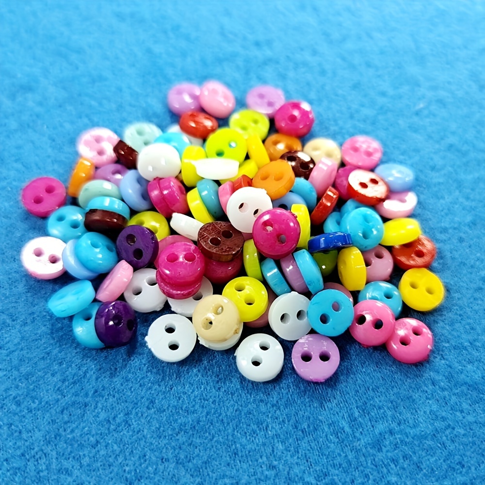 100pcs Mixed Color 7mm Holes Plastic Small Buttons Doll Clothing  Accessories Clothing Sewing Supplies Random Color