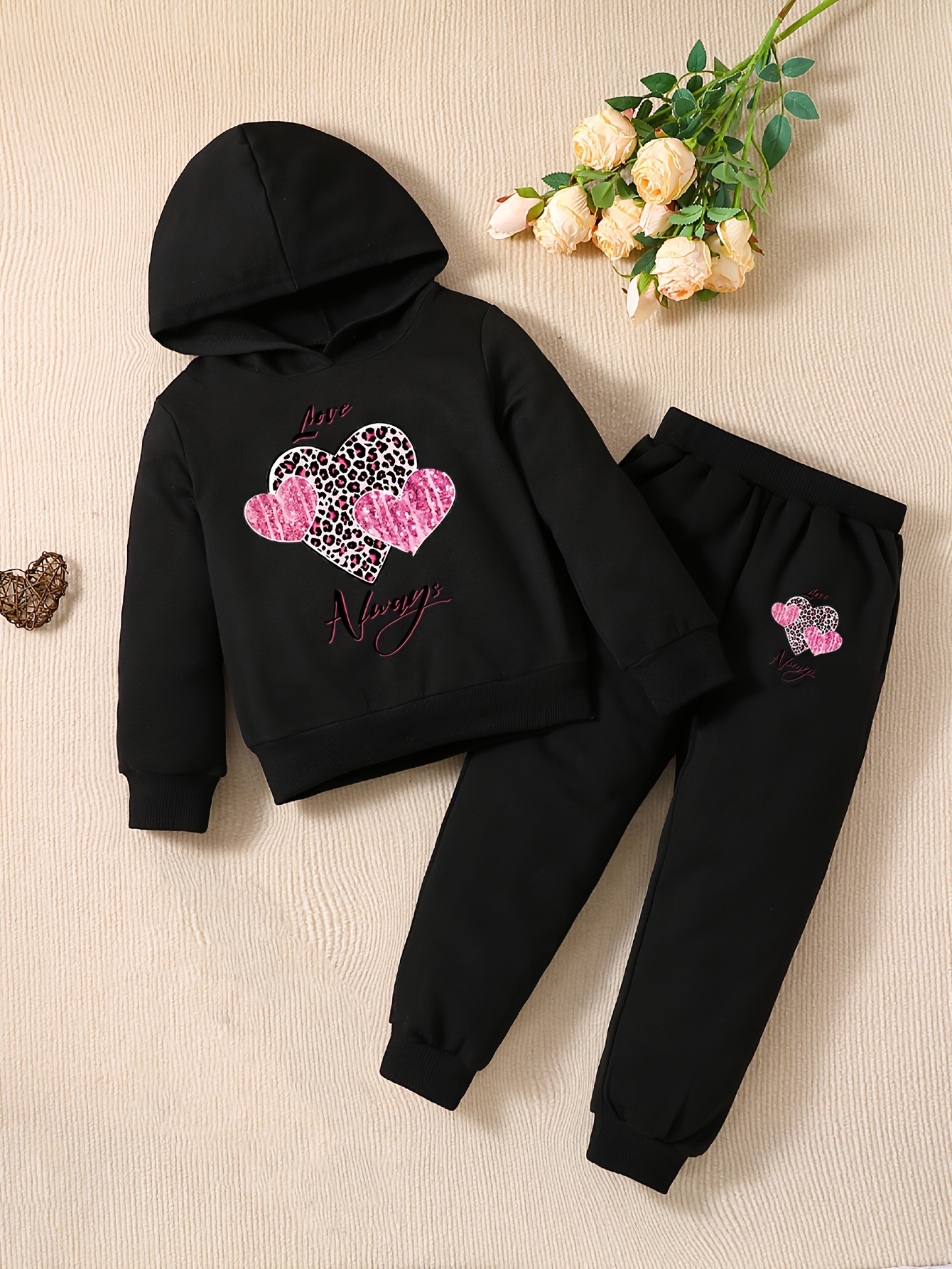  Conjunto de 2 piezas de sudadera con capucha de manga