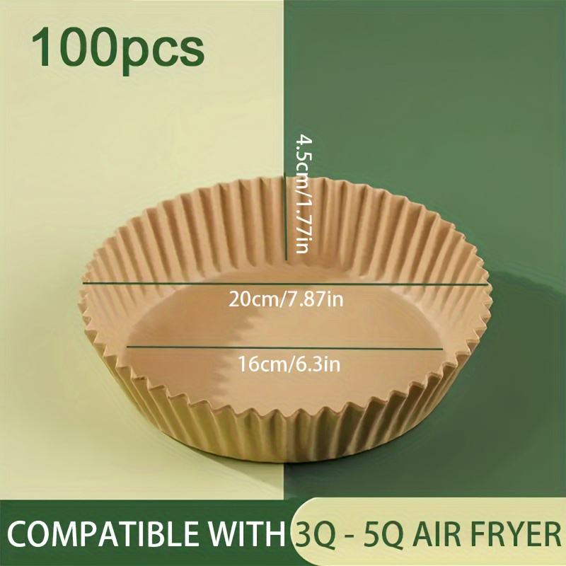 MUOOMU Air Fryer Disposable Paper Liner, 100PCS Non-Stick Round Parchment  Paper, Air Fryer Accessories, Oil