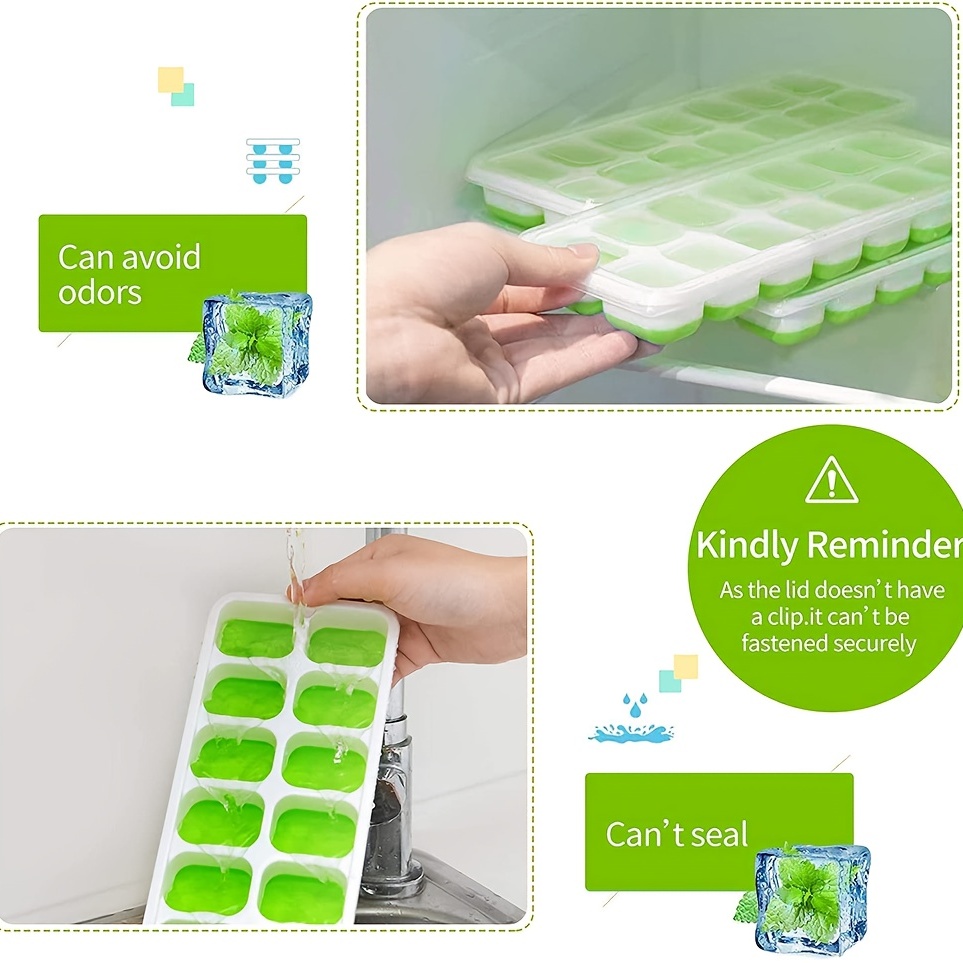 4-Pack: Easy-Release Silicone & Flexible 14-Ice Cube Trays with Spill
