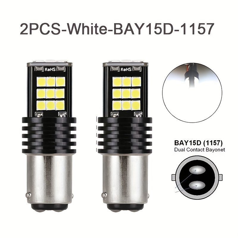 2 unids 1157 T25 S25 Coche Lado Luz de Freno Bombilla LED Blanco Puro 2357  2397 24-LED 5050-SMD