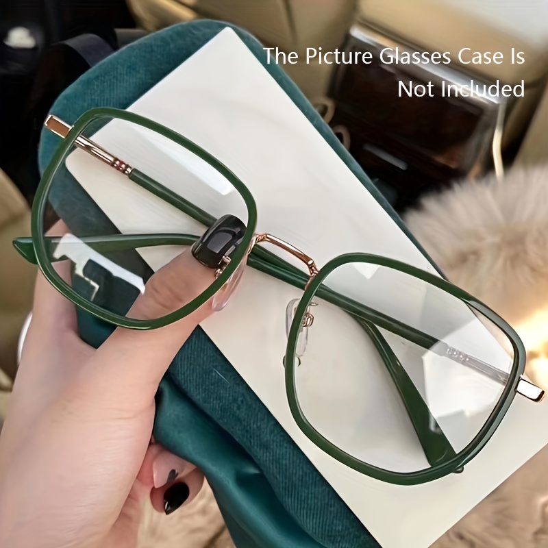 1pc Women's Tortoise Shell Square Frame Full Rim Plain Glasses With Tr  Metal Retro Personality Design