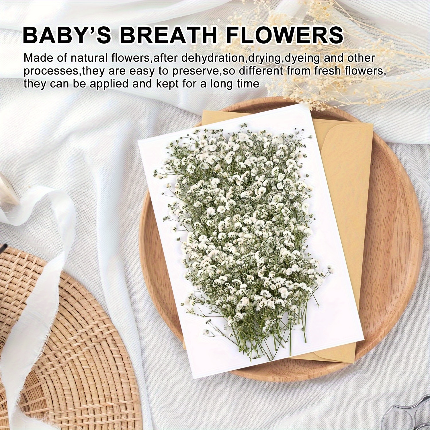 Mini Dried Pressed Baby's Breath Flowers Bulk - Pressed Flowers for Resin,  Frame Art, Scrapbooking, Wedding Invitation 