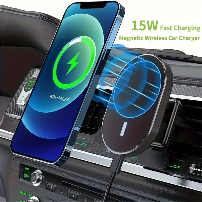 Chargeur de voiture magnétique sans fil 15 W, support de téléphone