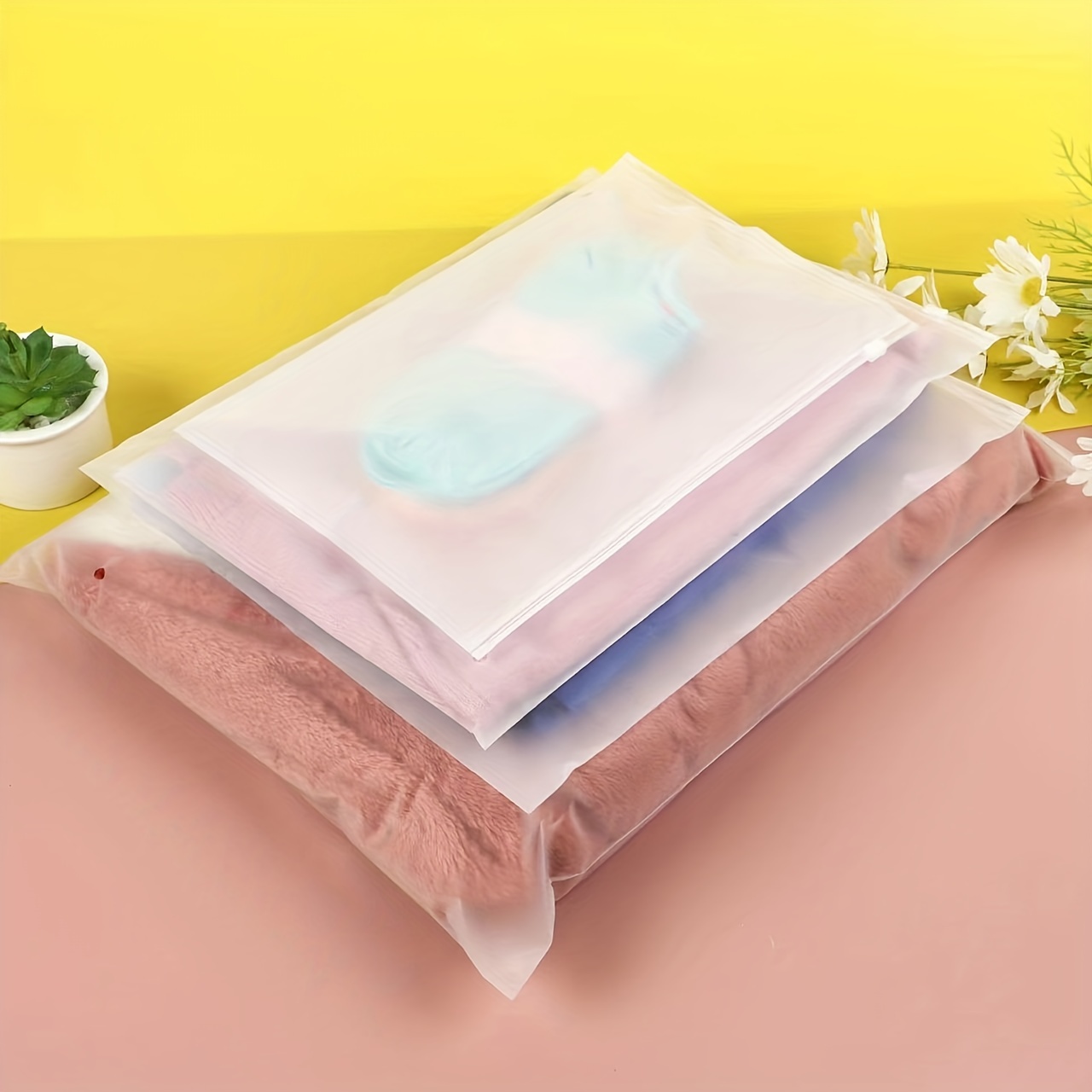 Thickened Plastic Frosted Zipper Bag Translucent Slider Bag - Temu