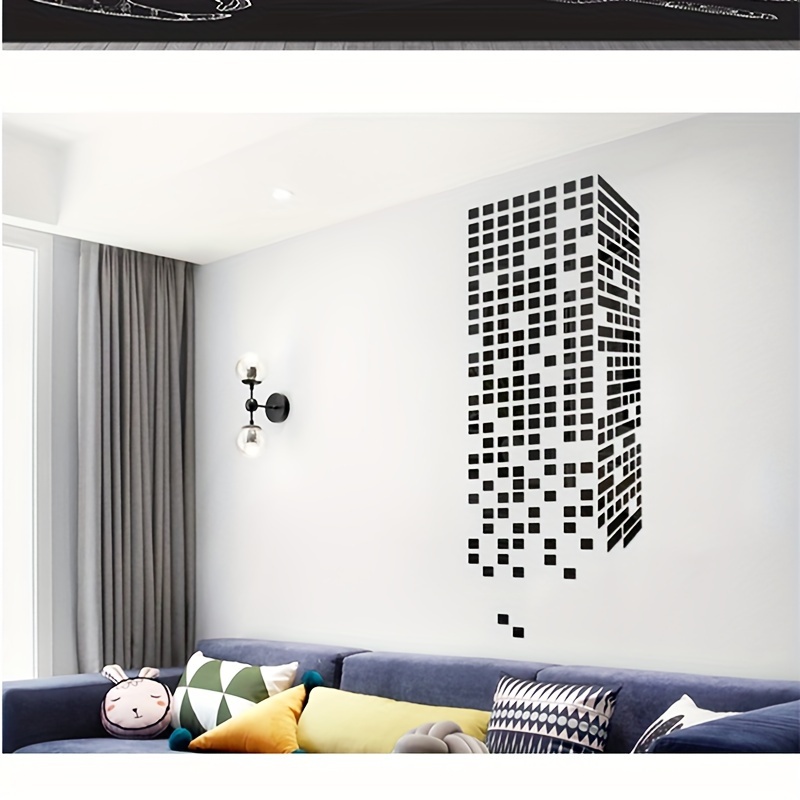 12PCS Mirror Wall Stickers Decoration, DIY Acrylic Removable Square Wall  Stickers Art Wall Sheet, Best for Home Living Room Bedroom Sofa TV Office