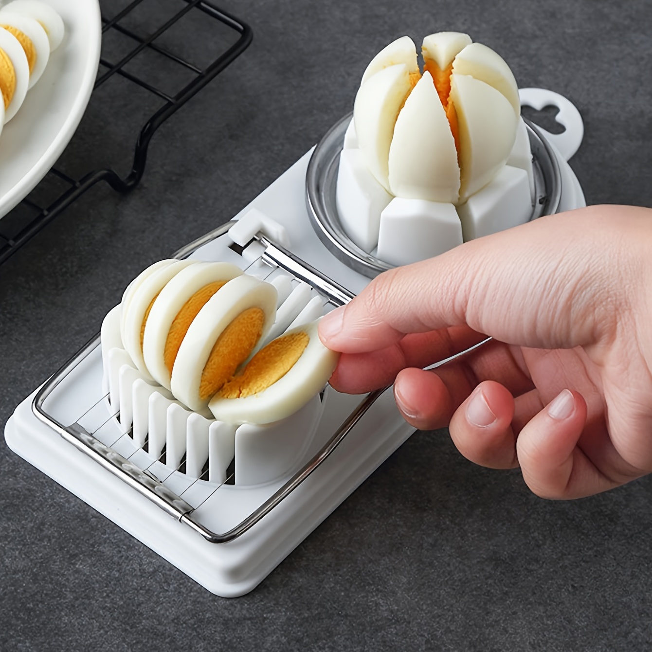1pc Egg Slicer, Multipurpose Stainless Steel Wire Egg Slicer for
