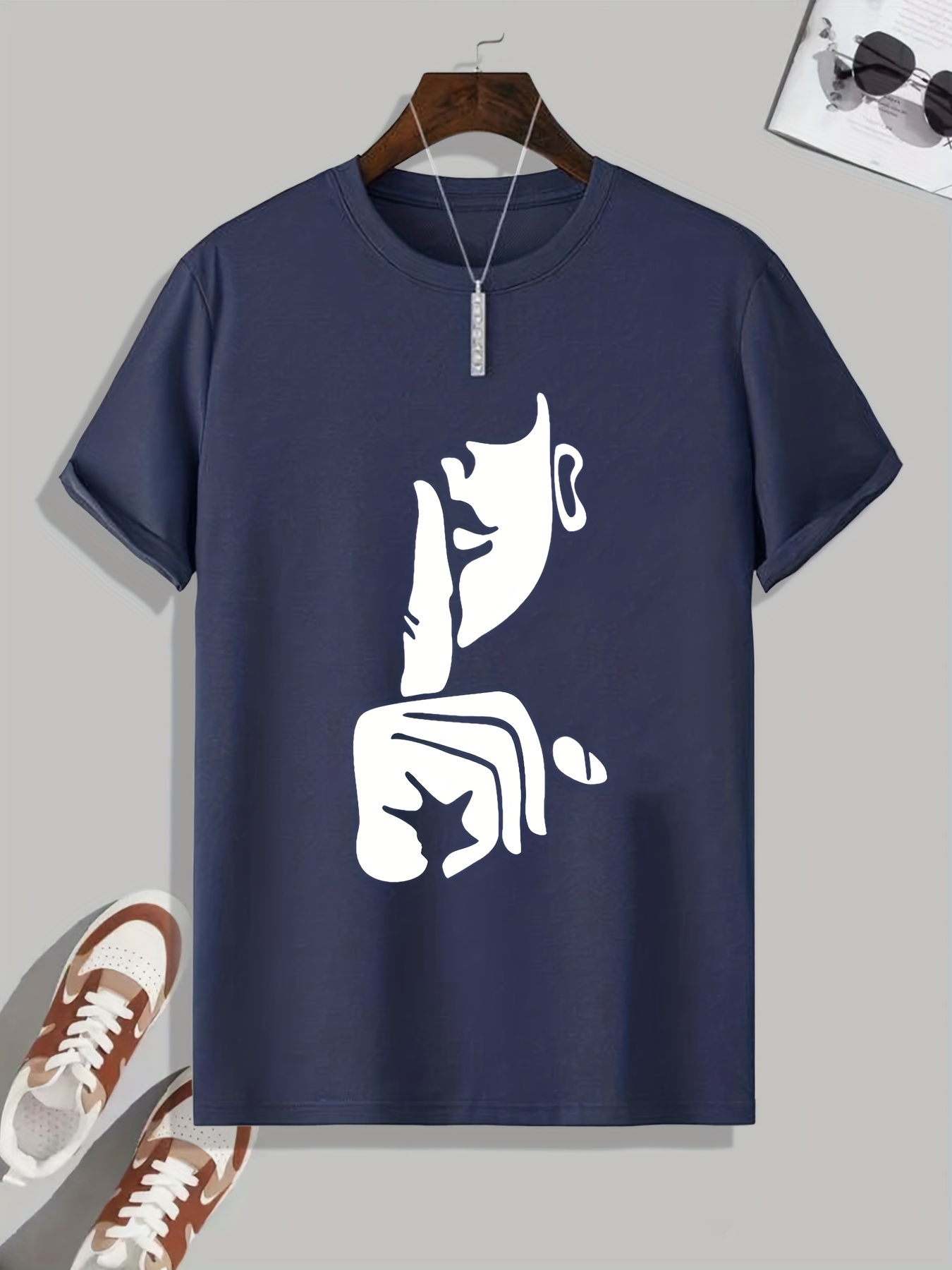 T-shirt décontracté à col rond pour hommes, haut à imprimé dessin