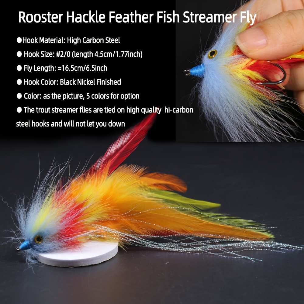 2/5 бр. Rooster Hackle Feather Fish Streamer Fly Streamer - Temu Bulgaria