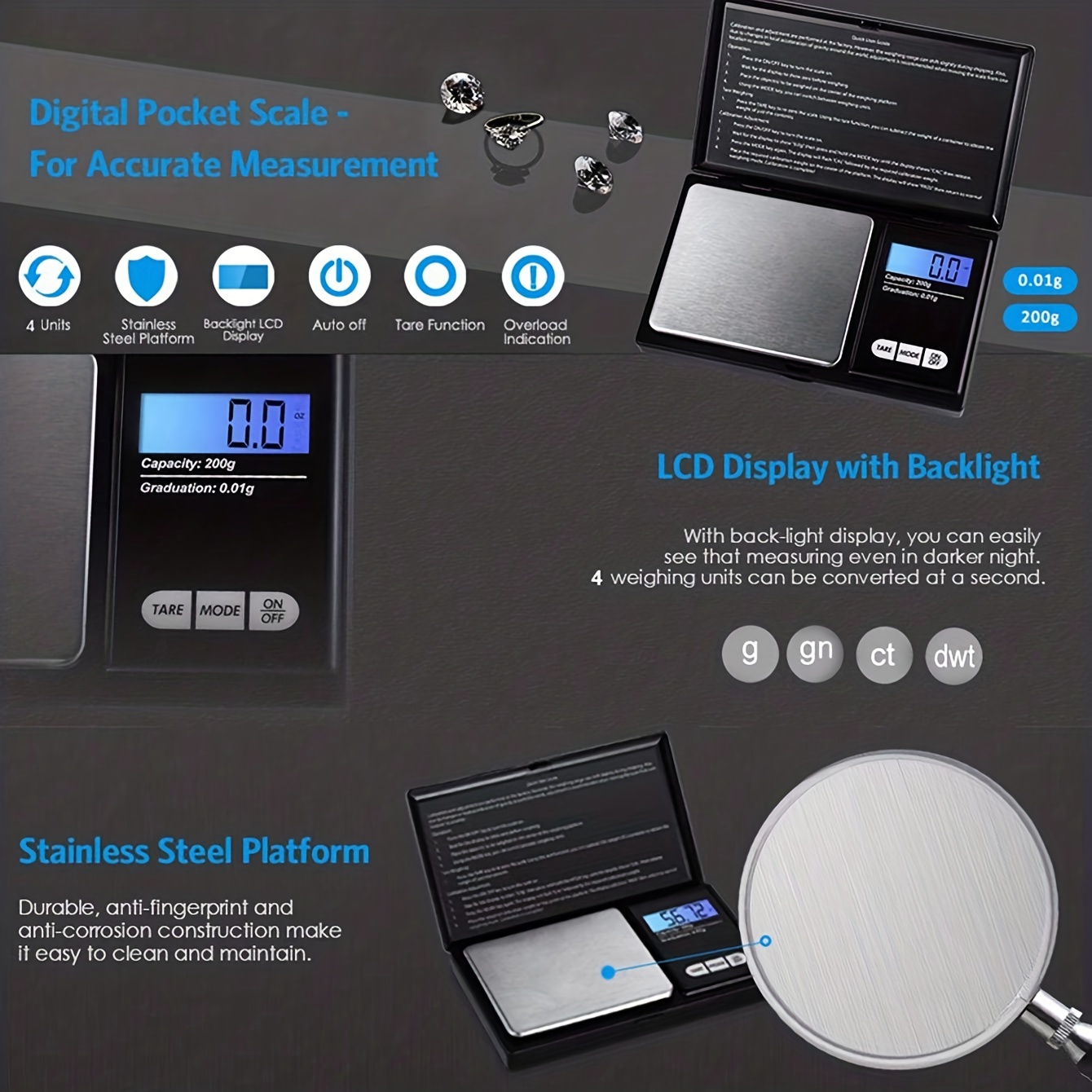 Digital Bathroom Scale with Stainless Steel Frame