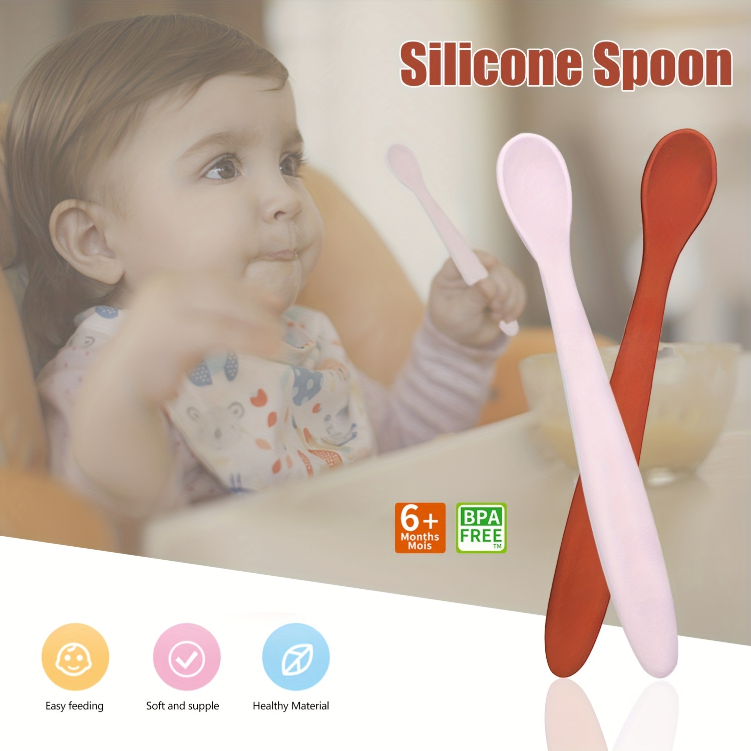 Silicone Baby Spoon Soft tip Spoon Bendable Baby Training - Temu