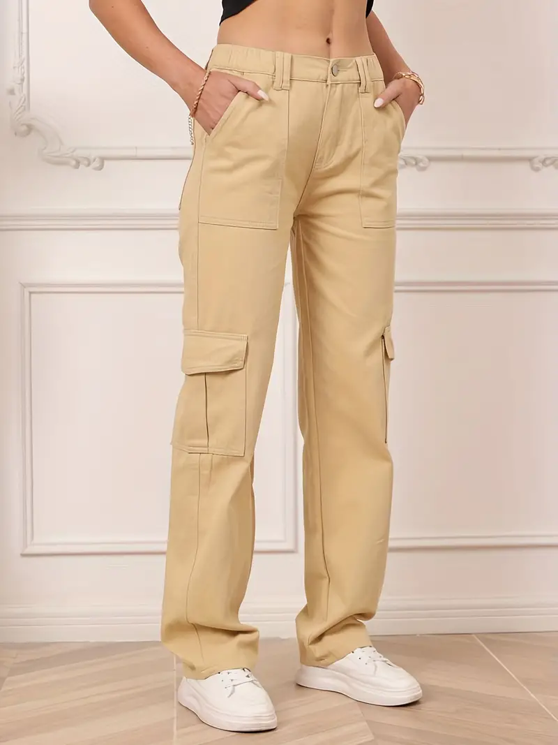 Stylish Khaki High Waist Pants